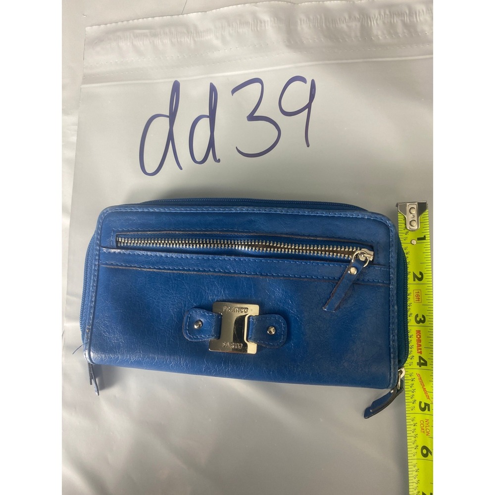 Franco Sarto Blue Zip Around Wallet Organizer Clutch Checkbook RFID Style
